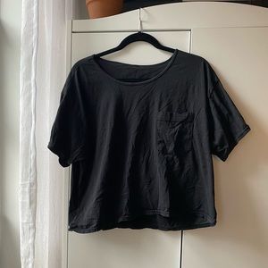 Oversized black crop top with pocket